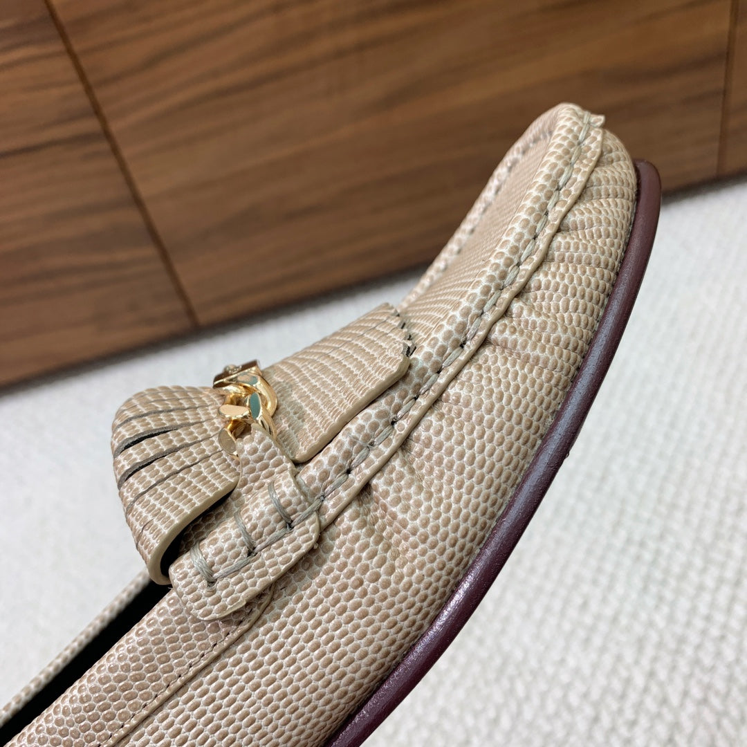 LUCO LOAFER WITH FRINGES IN KHAKI BROWN LAMBSKIN