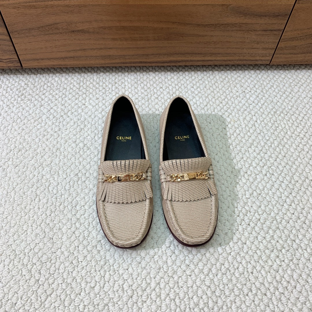 LUCO LOAFER WITH FRINGES IN KHAKI BROWN LAMBSKIN