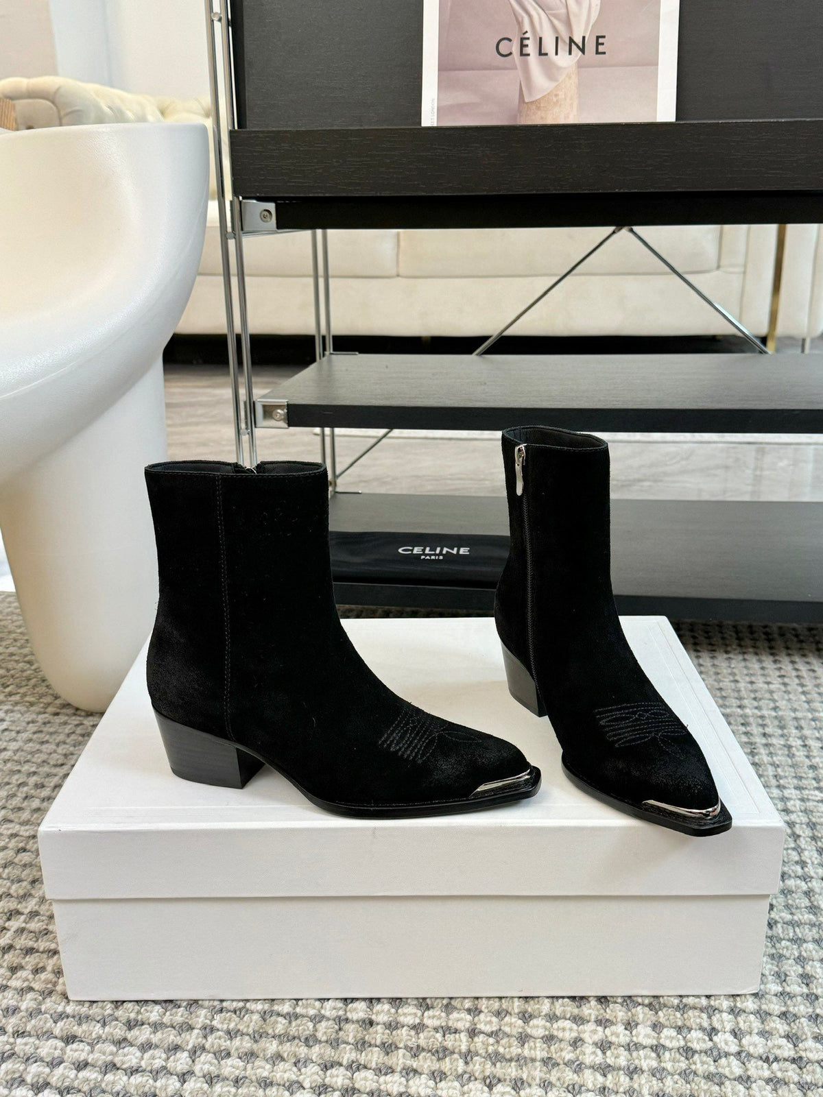 ANKLE BOOTS 45 MM IN BLACK SUEDE