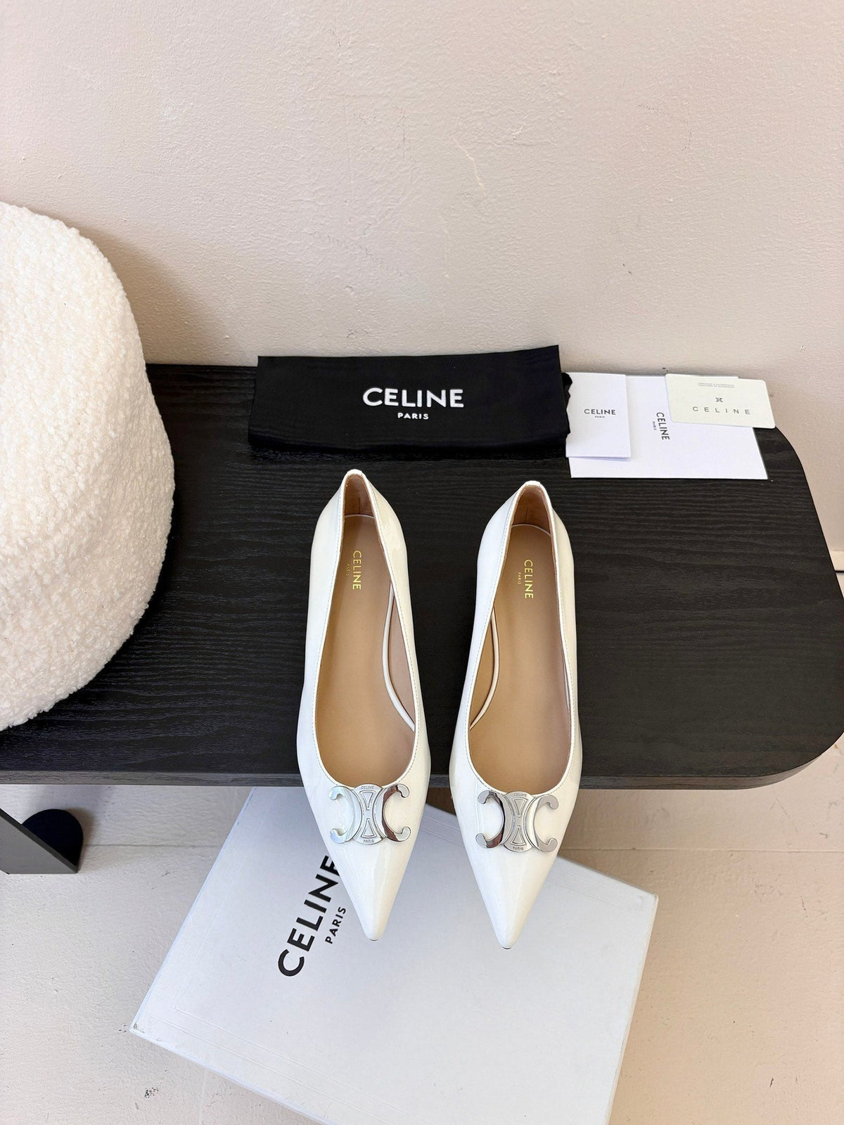 CELINE Pump White Patent Calfskin 235700