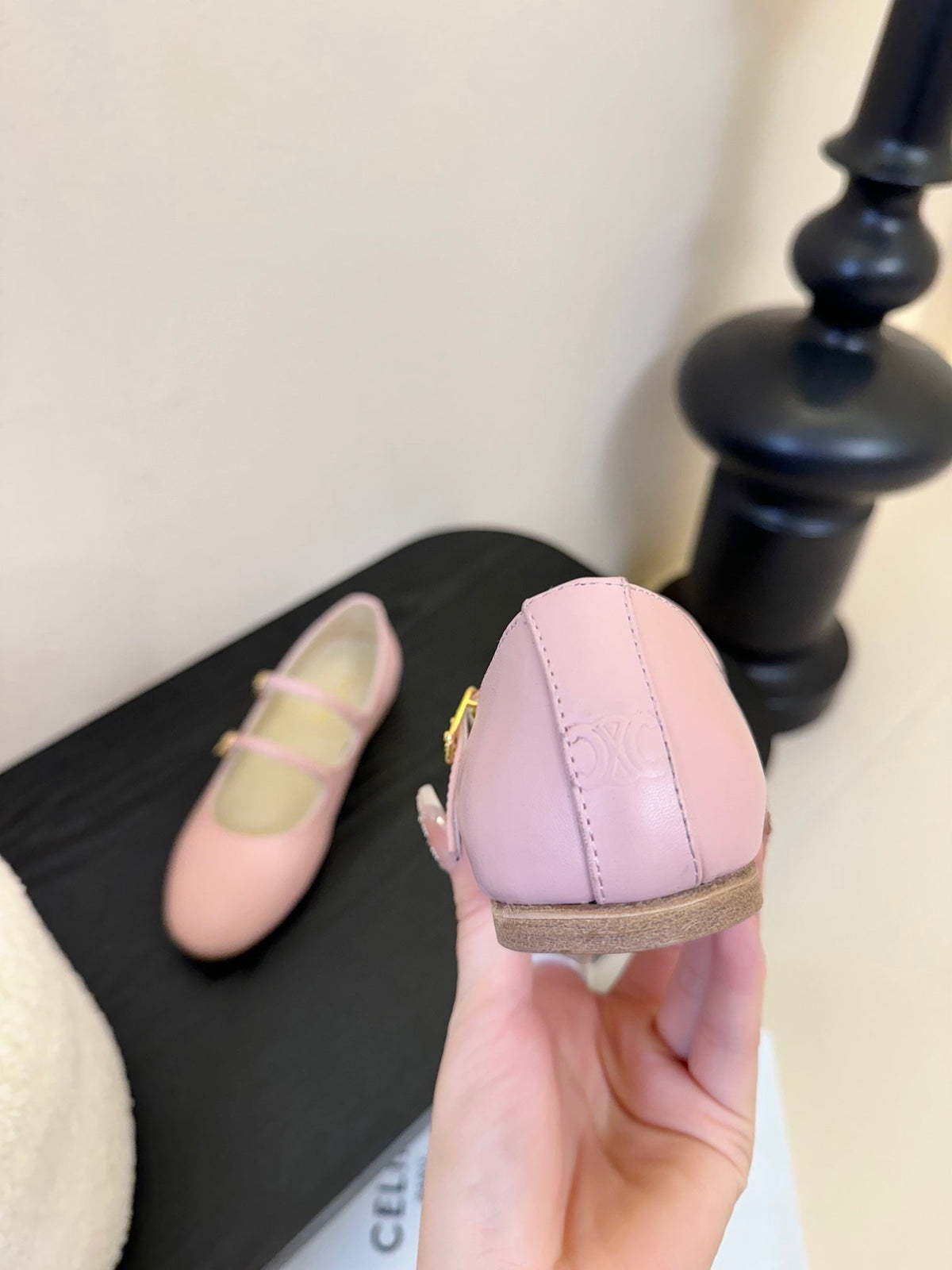 CL Les Ballerines Double Strap Ballerina In Light Pink Lambskin 325024