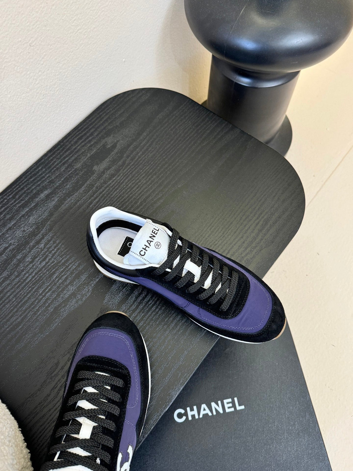 CC 26s Platform Sneakers Black Blue Sheepskin 627226