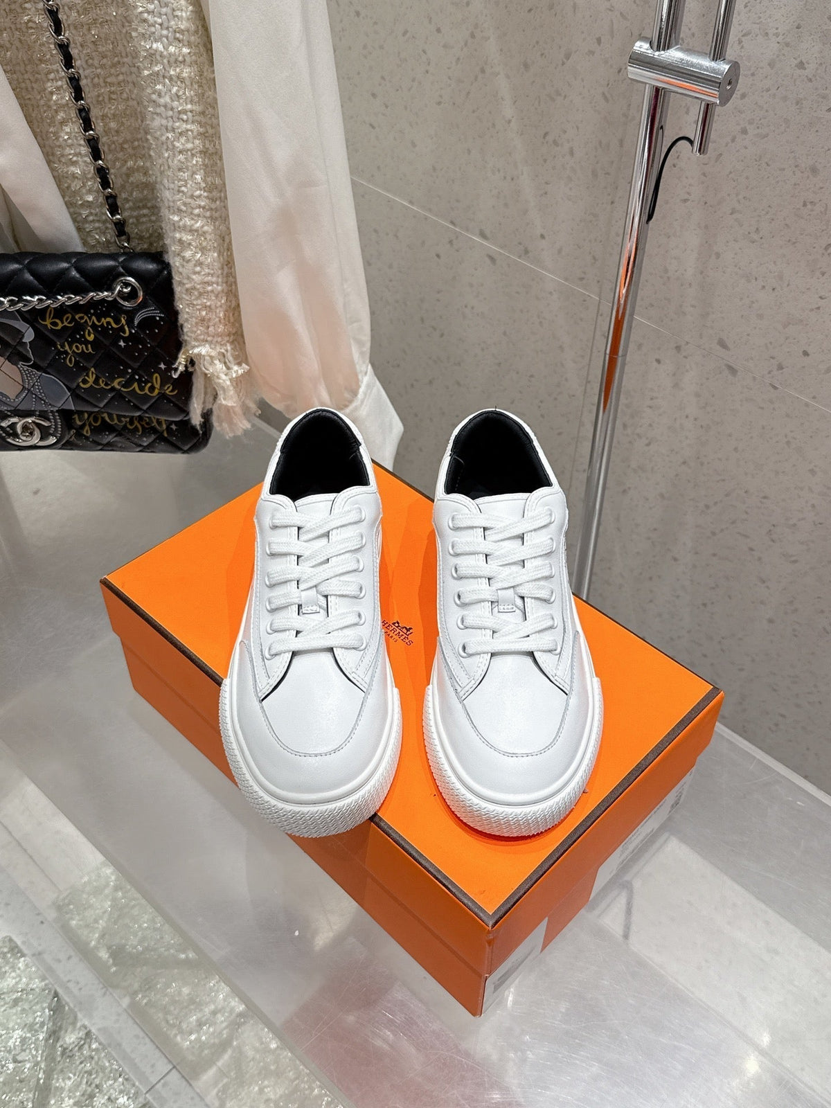 HM Get Sneaker White mix Black Cowhide 204748