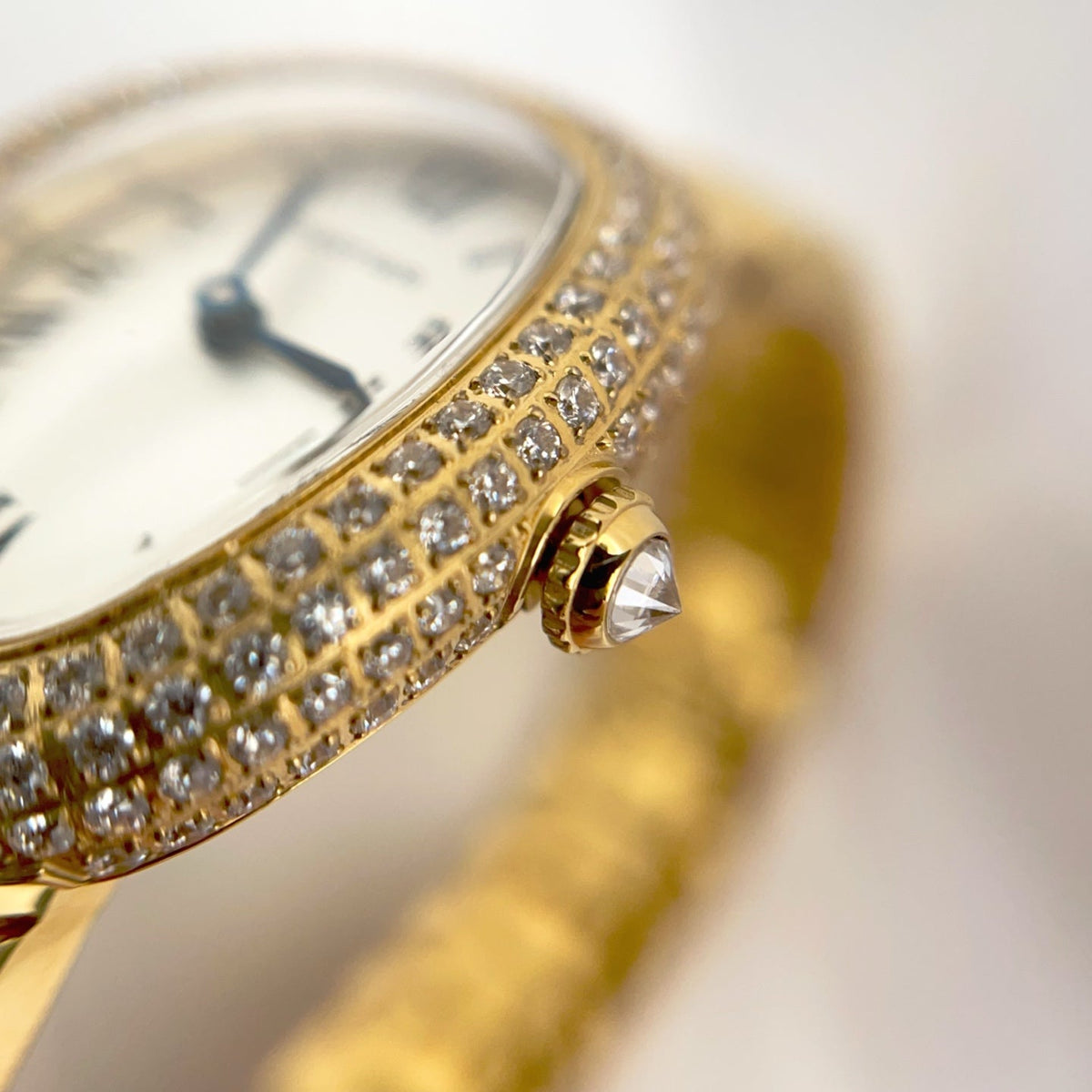 Baignoire Gold White Dial Diamond Bezel