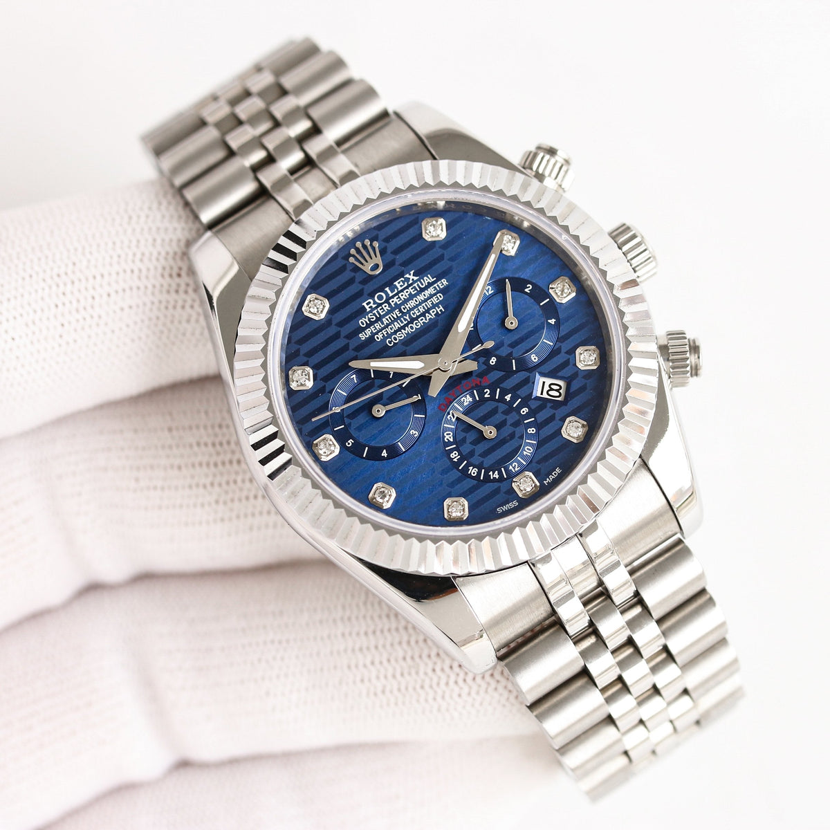 Rolex Daytona 41mm Silver Green Blue