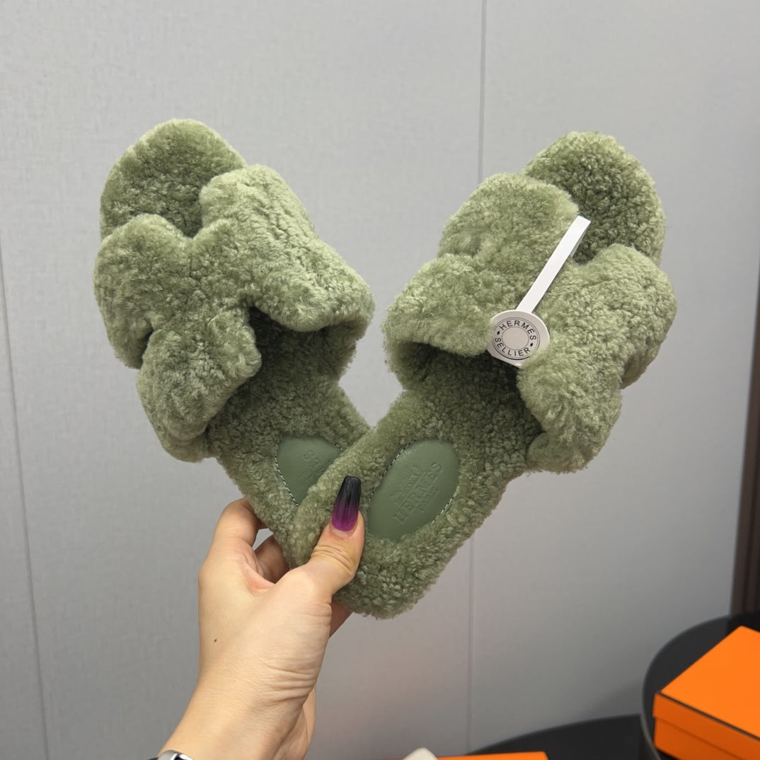 HM Oran Sandal Fern Green Wool 952316