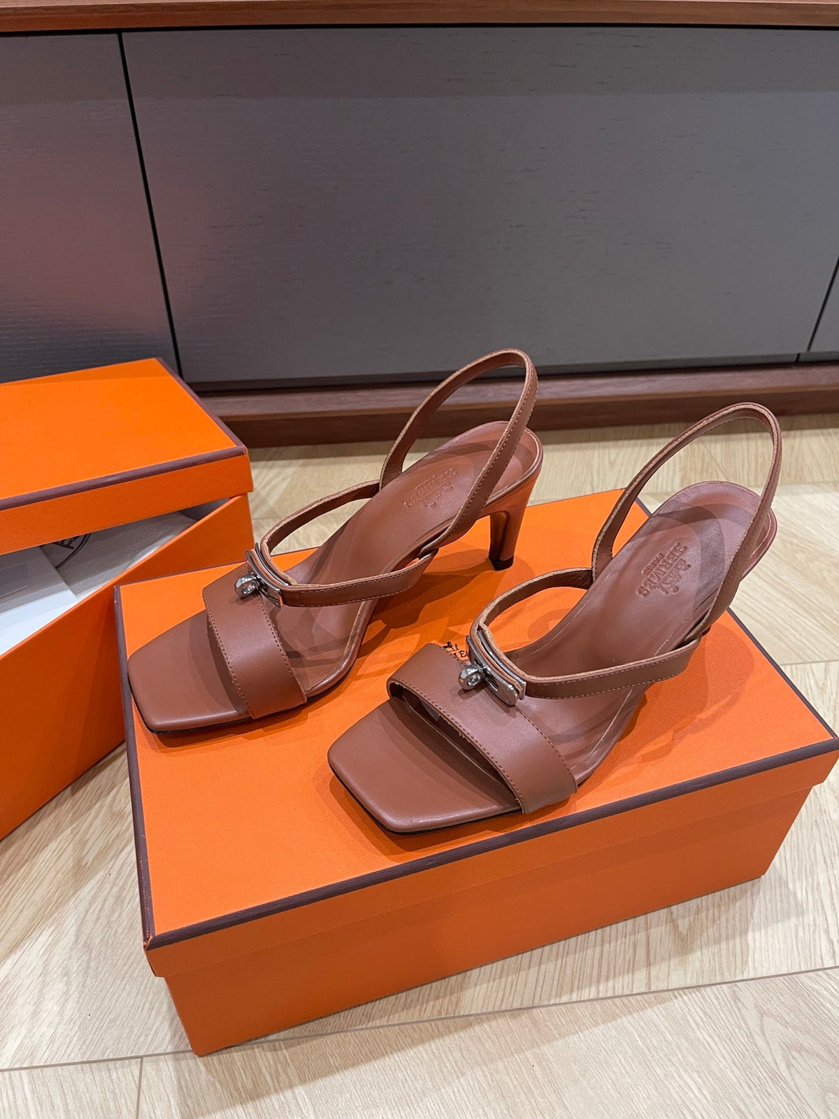 GLAMOUR 75 SANDAL CHOCOLATE CALFSKIN
