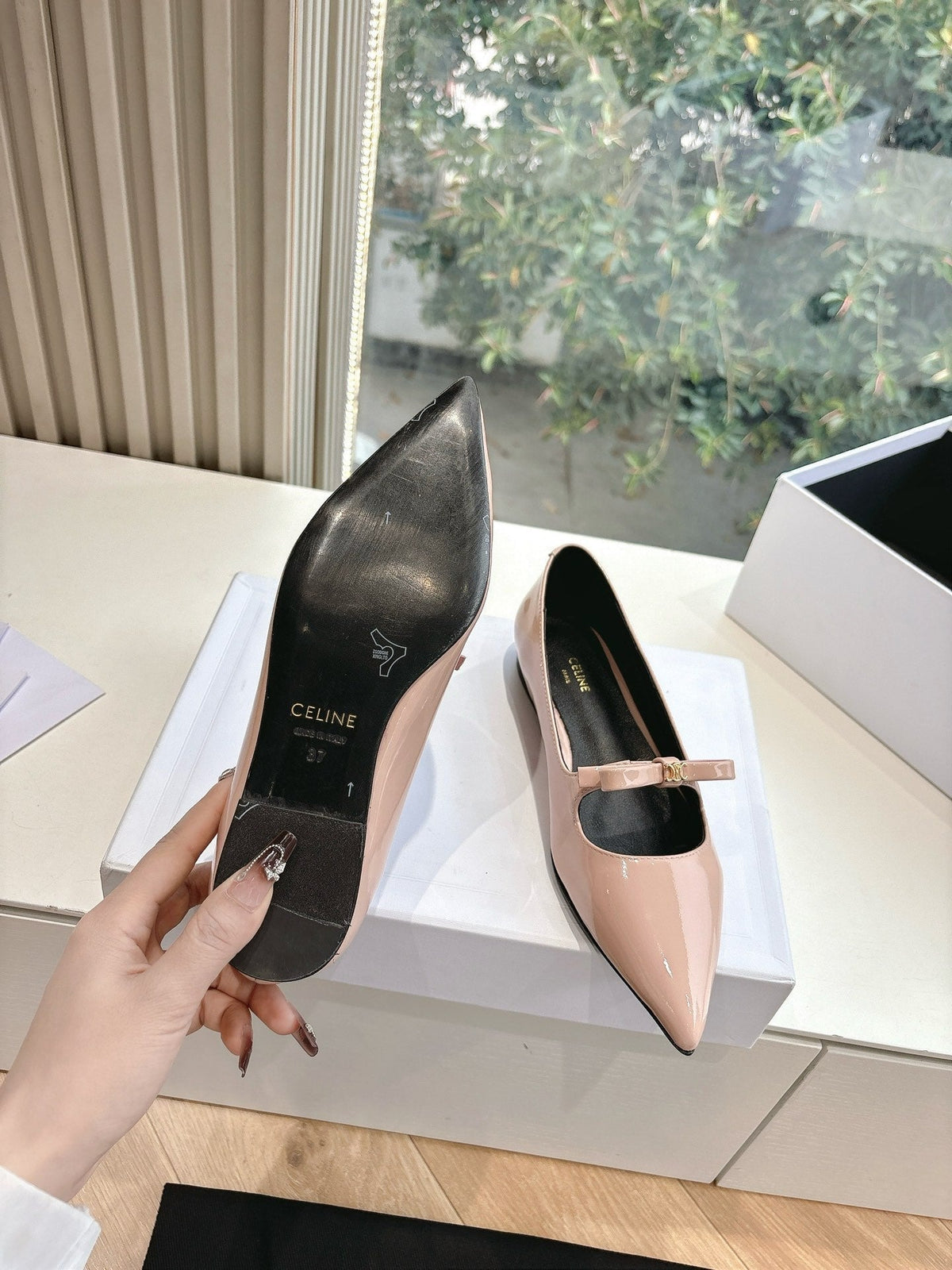 CELINE Ballet Flats Pink Patent Leather 285944