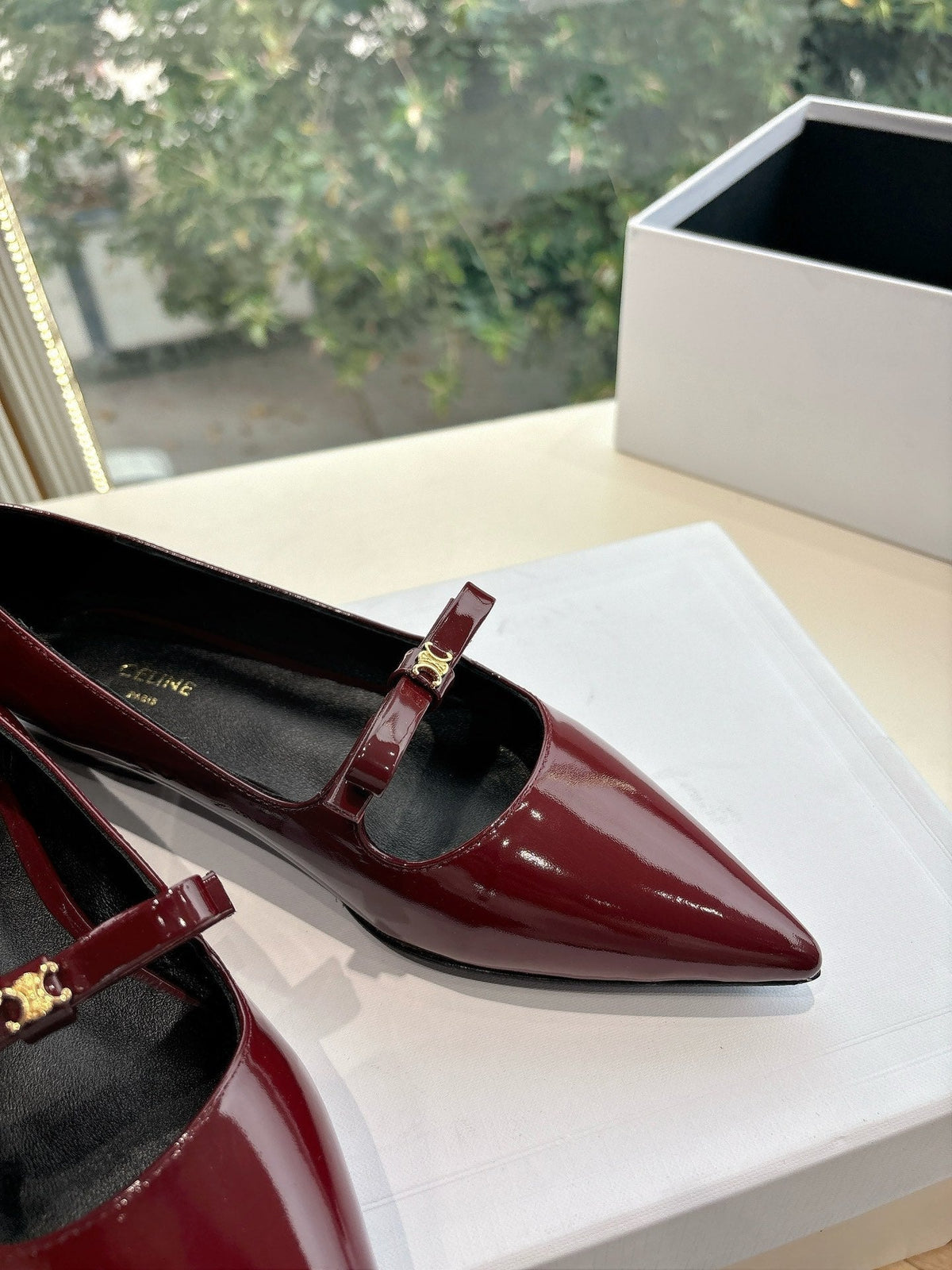 CELINE Ballet Flats Red Patent Leather 285945