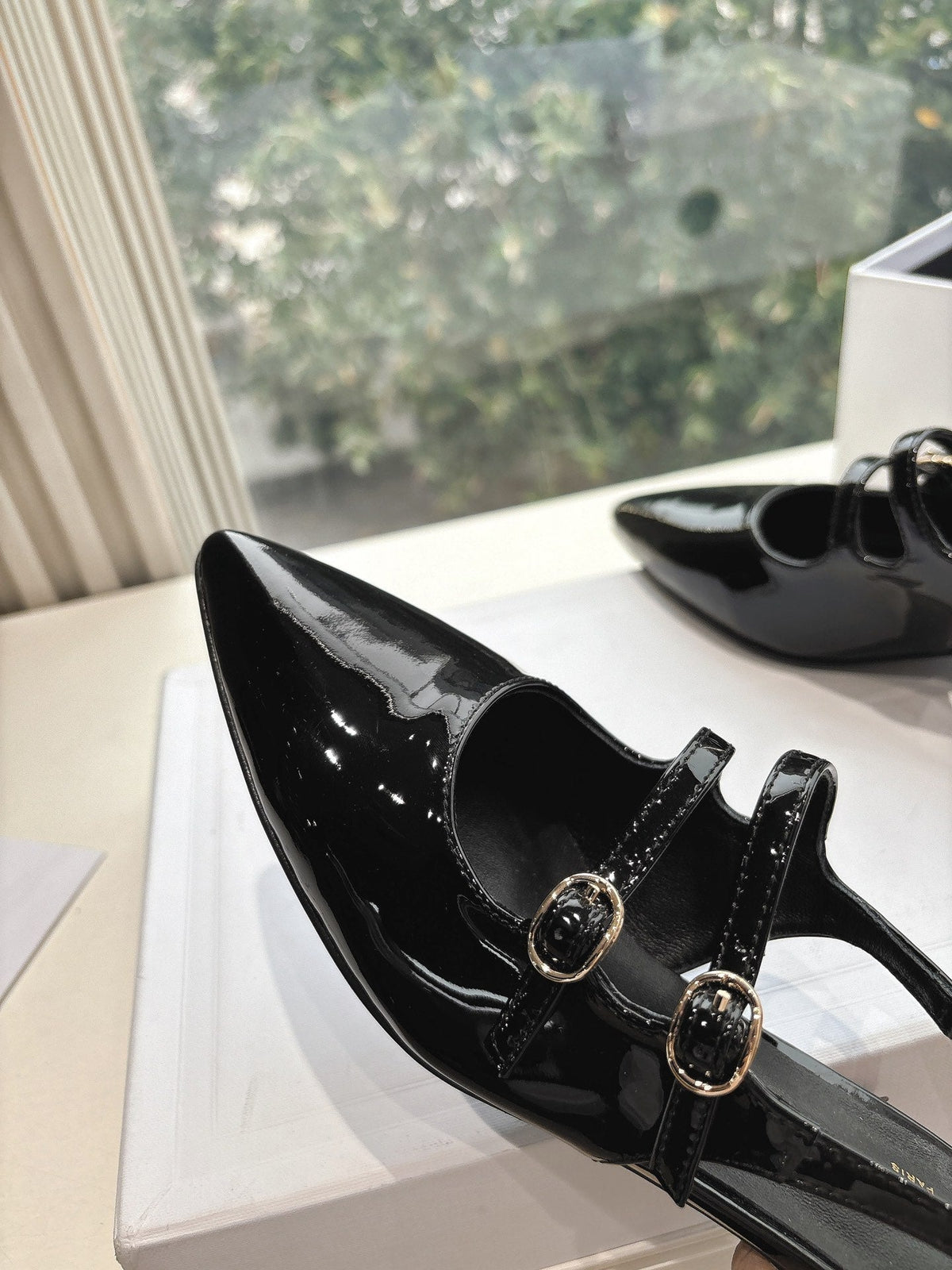 CELINE Slingback Black Patent Leather 285949