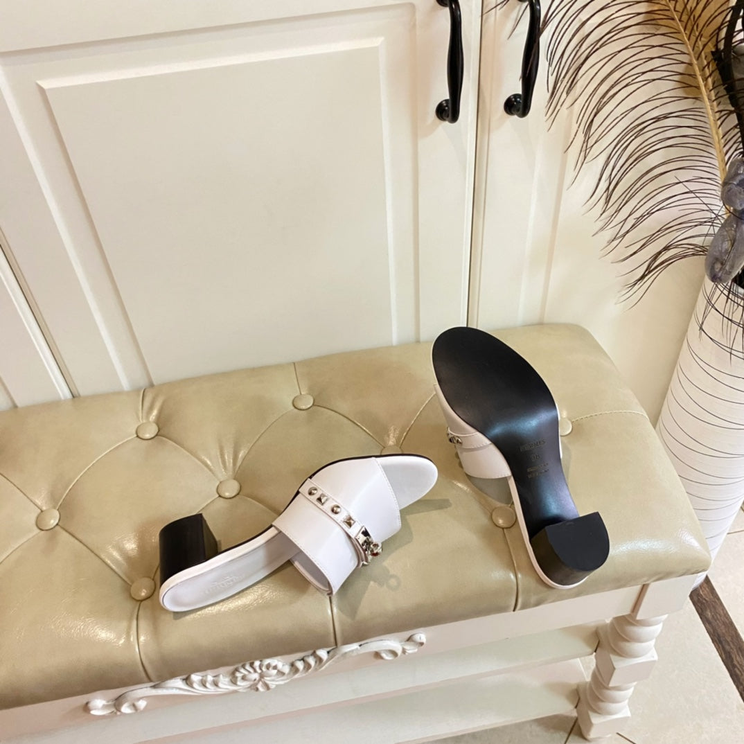 HM Giulia 50 Sandal White Calfskin