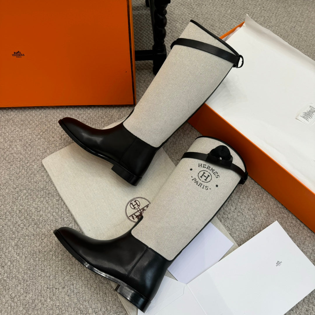 HM Jumping Boot In White Mix Black Calfskin And Mesh Fabric  973841