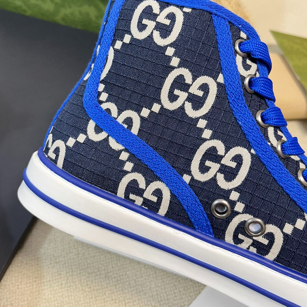 GG Tennis 1977 High Top Sneaker  Black Blue Caro