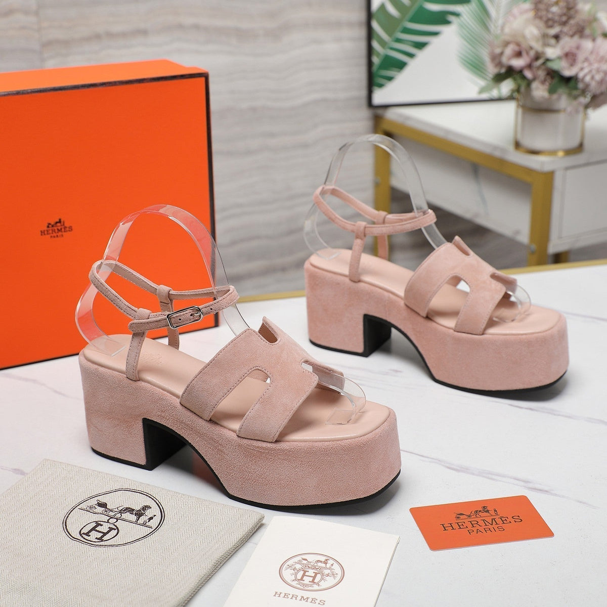 HM Jam 70 sandal In Light Pink Calfskin 120307