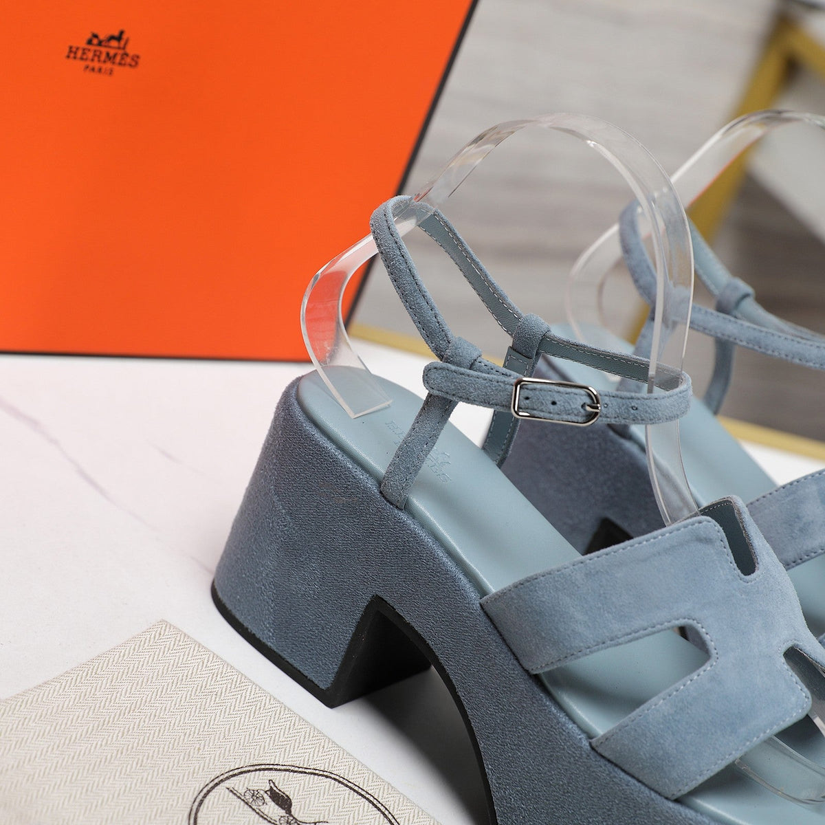 HM Jam 70 sandal In Pastel Blue Suede 120313
