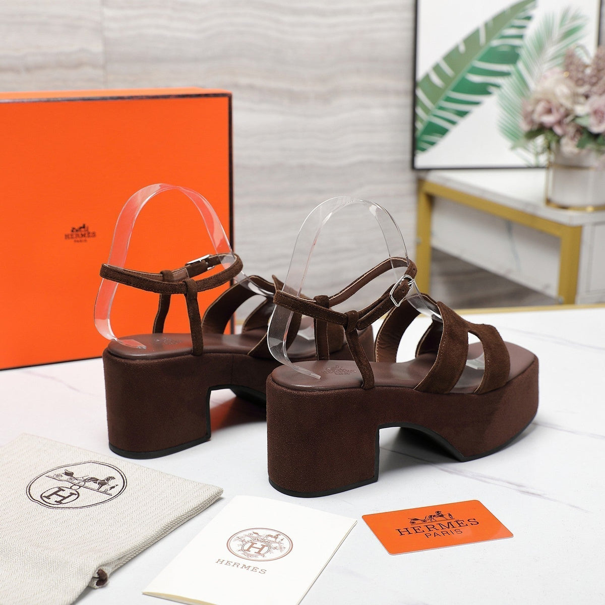 HM Jam 70 sandal In Chocolate Suede 120317