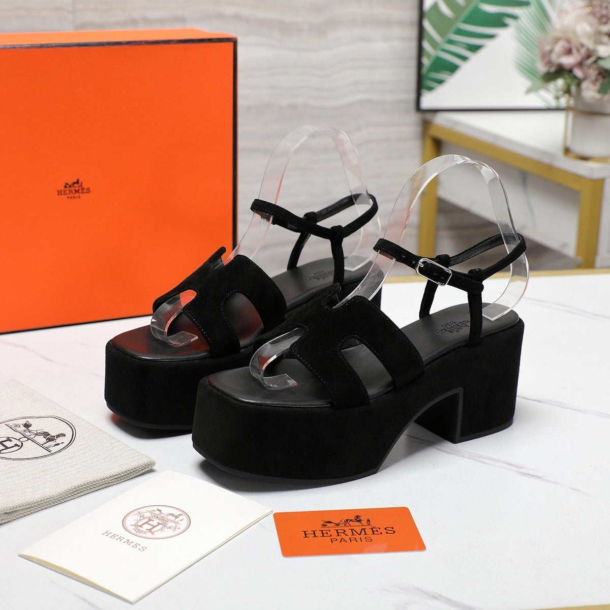 HM Jam 70 sandal In Black Velvet 120319