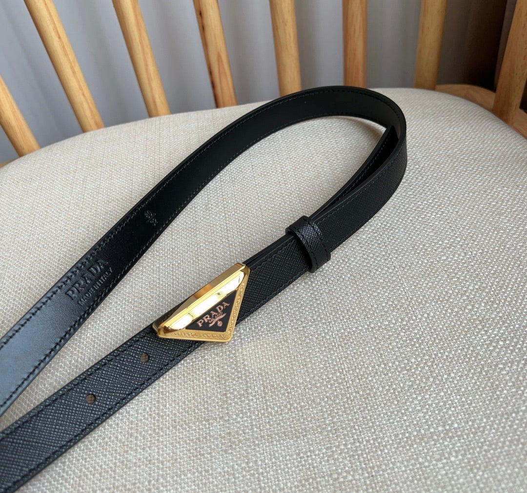 PRADA 25S BELT 20 MM IN BLACK CALFSKIN 571378