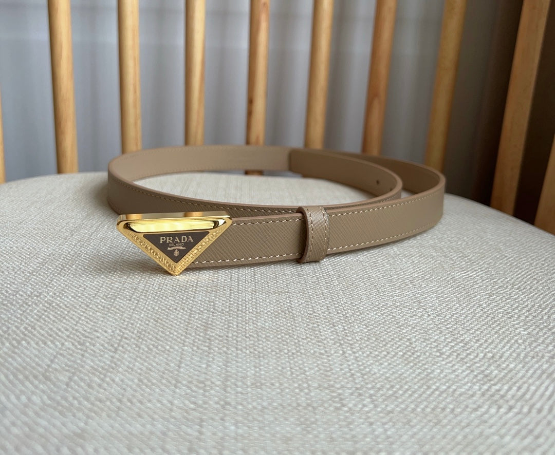PRADA 25S BELT 20 MM IN BEIGE BROWN CALFSKIN 571384