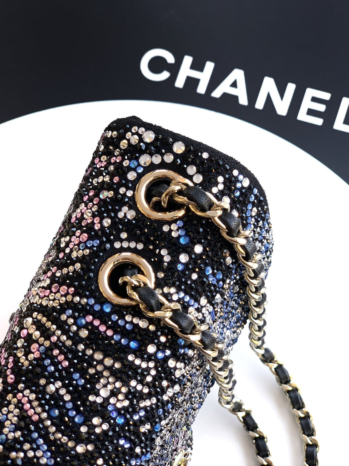 Chanel 2026 Evening Bag 20cm Black Mix Colors Strass Leather