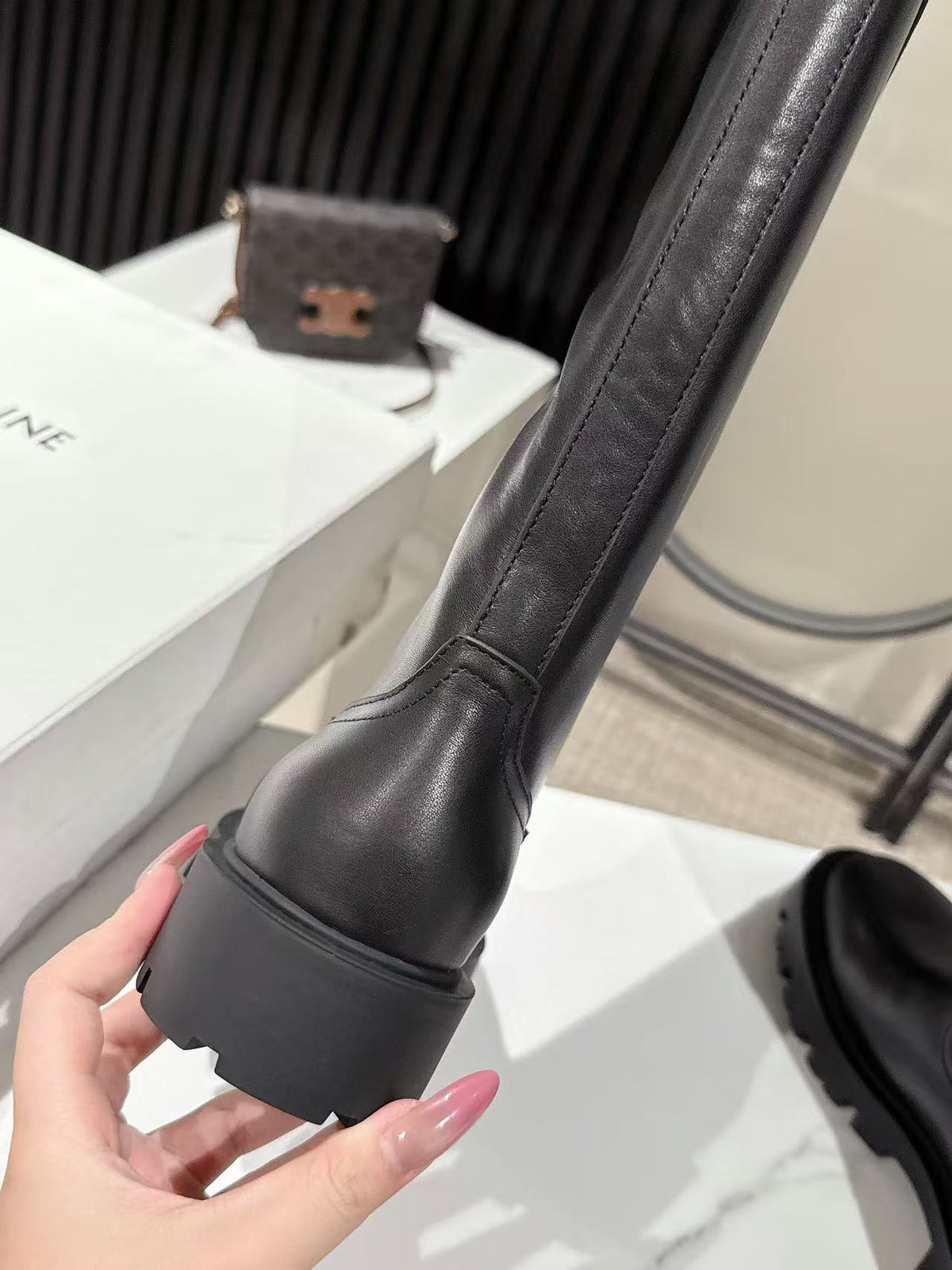 Celine Margaret High Boot Black Calfskin
