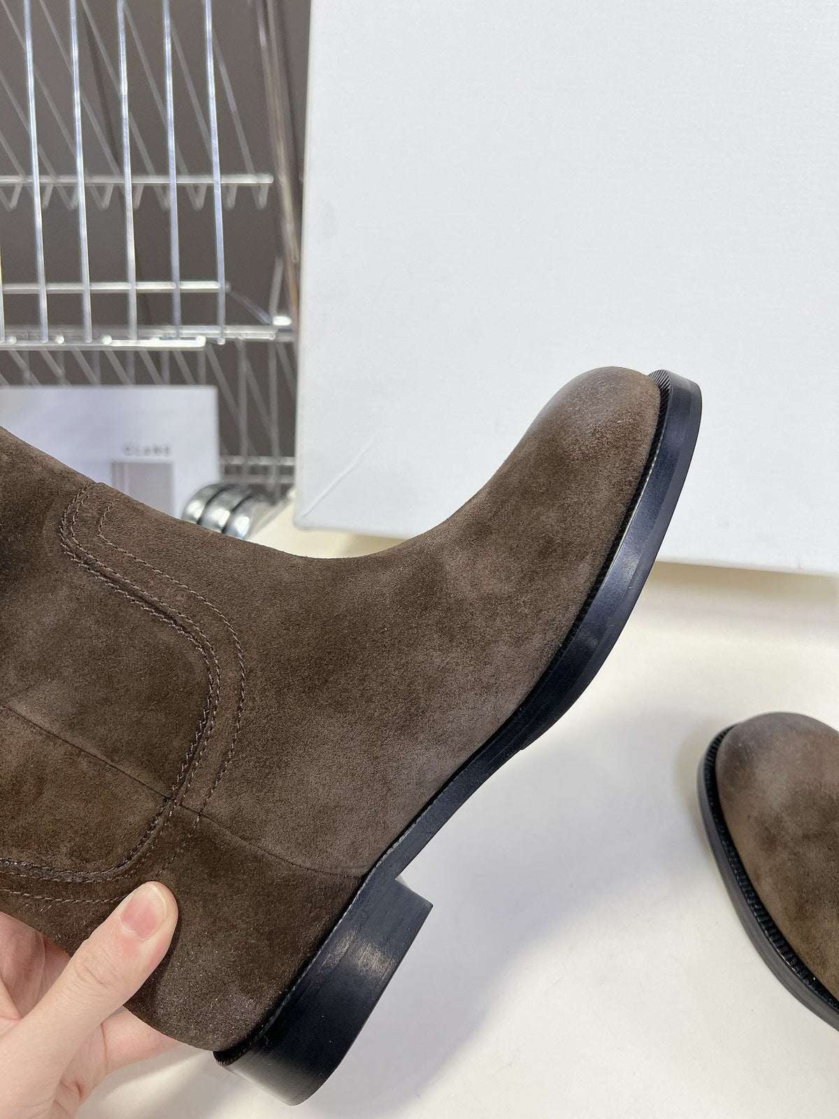 CELINE 25 cowboy boots dark brown suede 434412