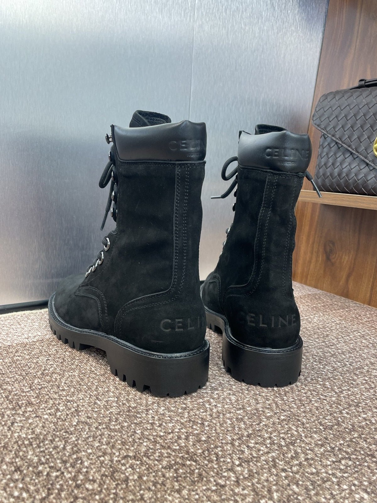 CELINE Ankle Boots Black Suede 433389