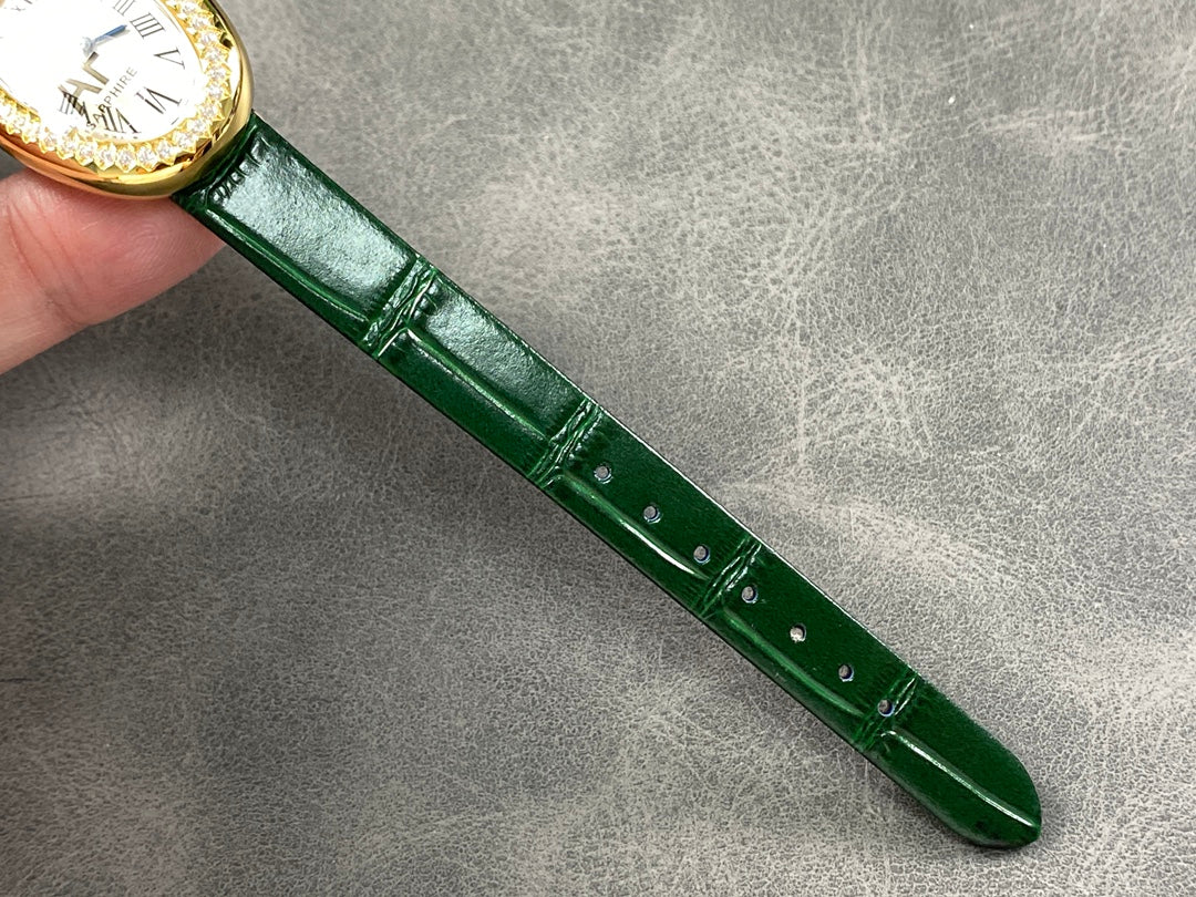 Baignoire Gold Case Green Leather Strap